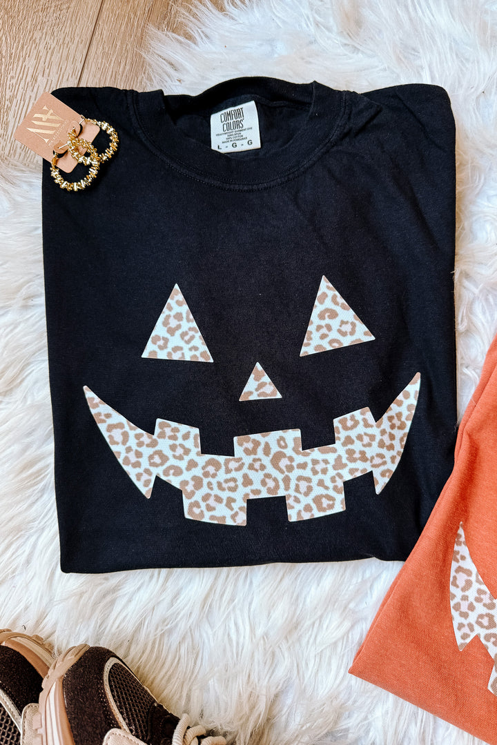Leopard Jack-O-Lantern Graphic Tee - Multiple Colors