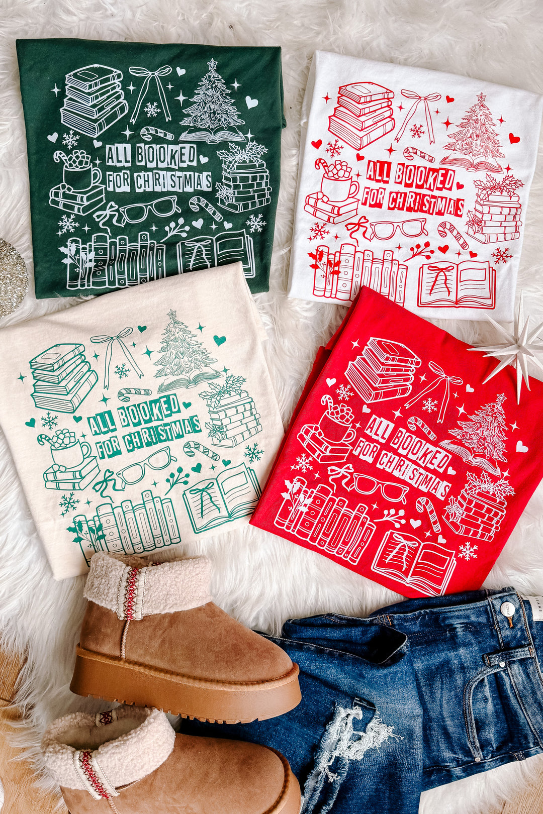 All Booked For Christmas Graphic Tees - Multiple Styles