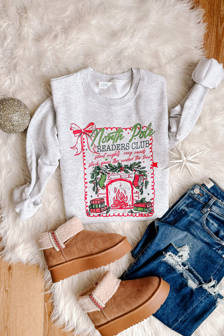 North Pole Readers Club Crewneck Sweatshirt - Ash Grey