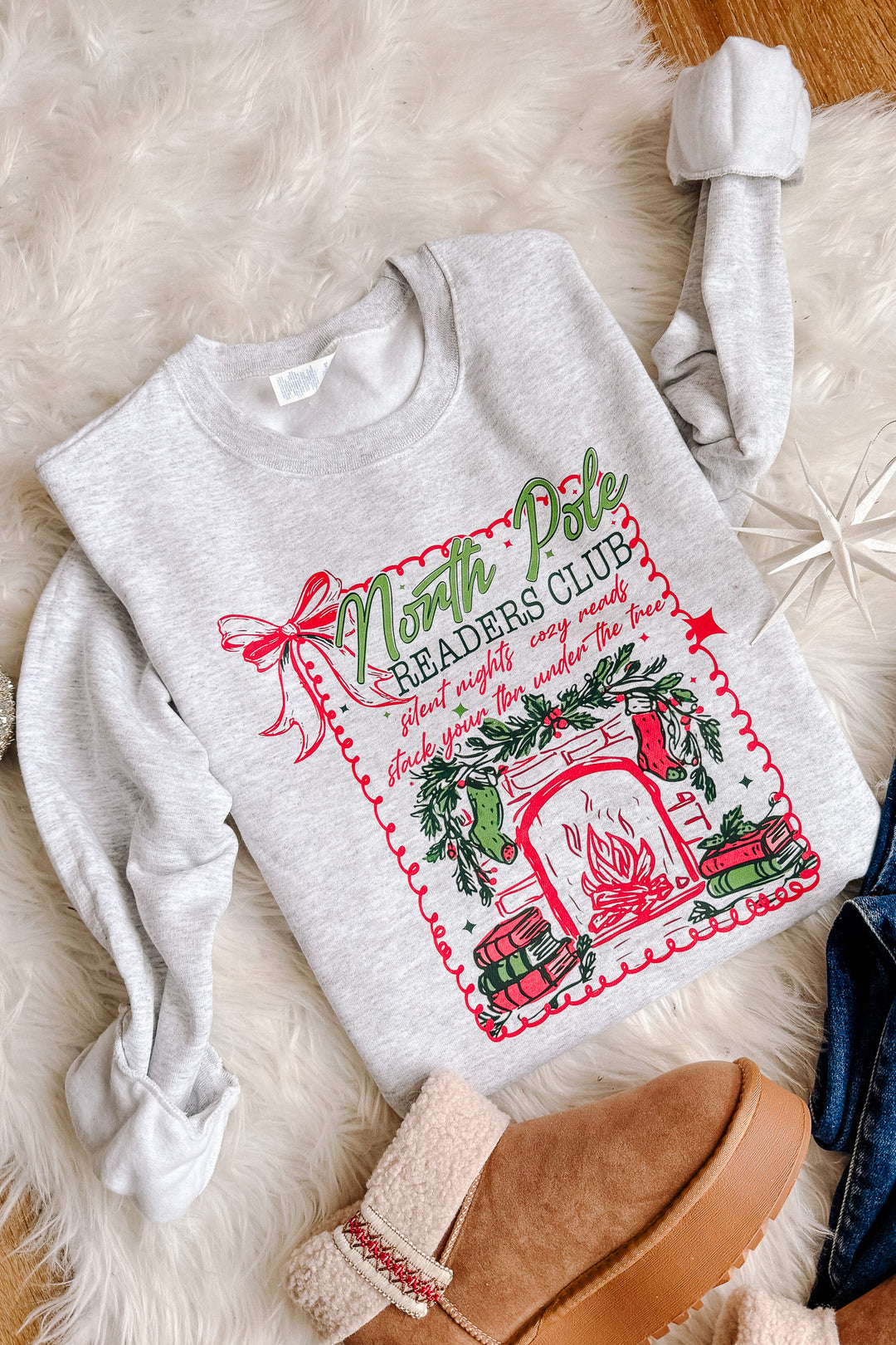 North Pole Readers Club Crewneck Sweatshirt - Ash Grey