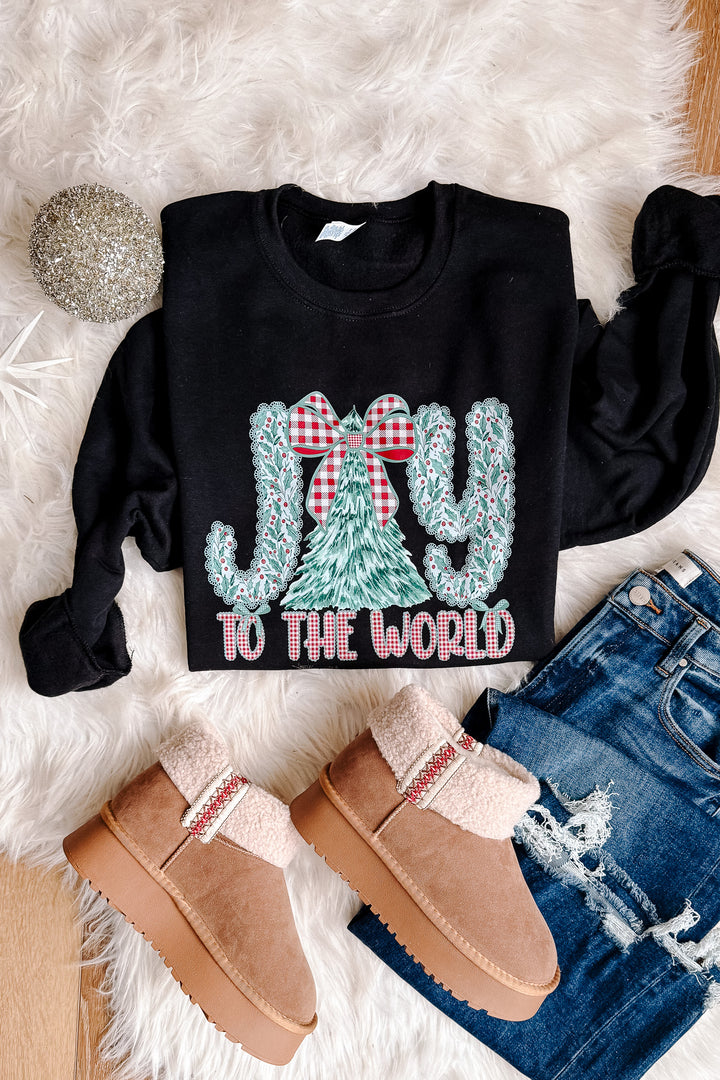 Joy Festive Spruce Graphic Sweatshirt - Black