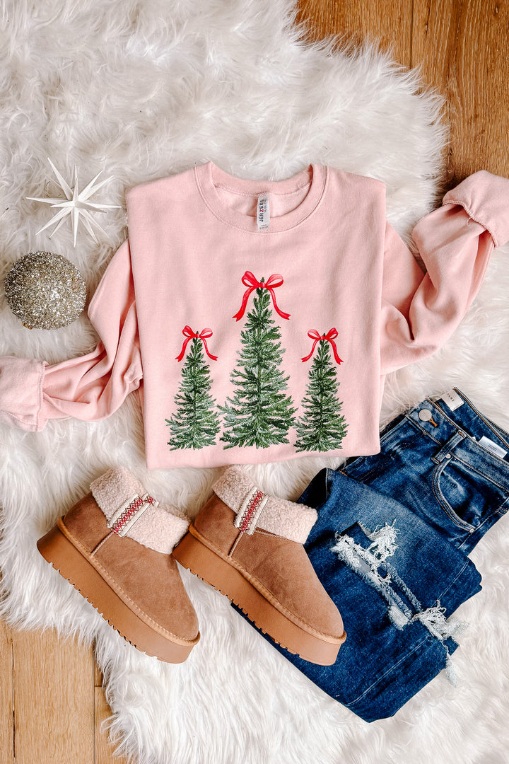 Tree Tops Glisten Graphic Sweatshirt - Blush Pink