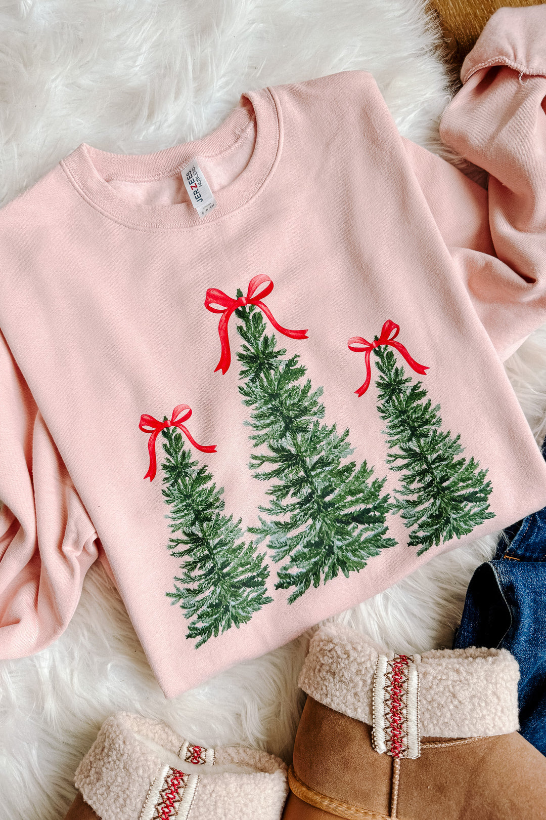 Tree Tops Glisten Graphic Sweatshirt - Blush Pink