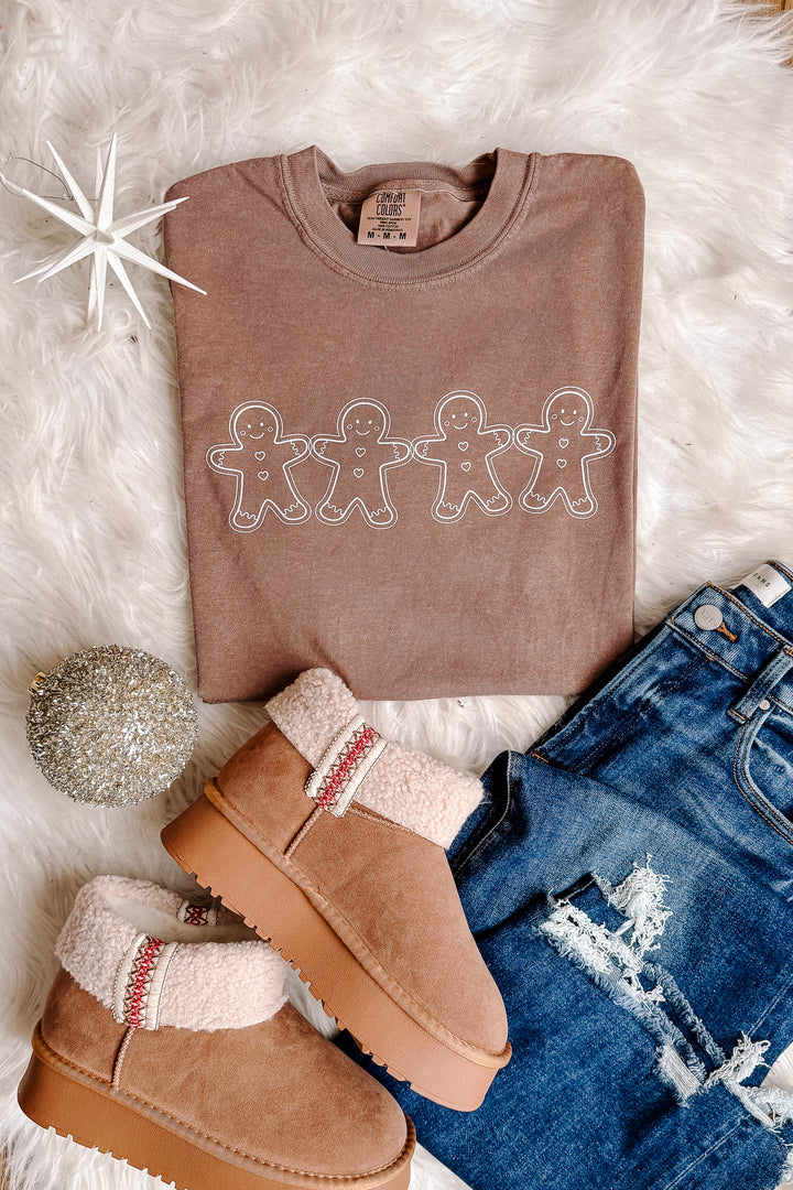 Gingerbread Outlines Graphic Tee - Espresso