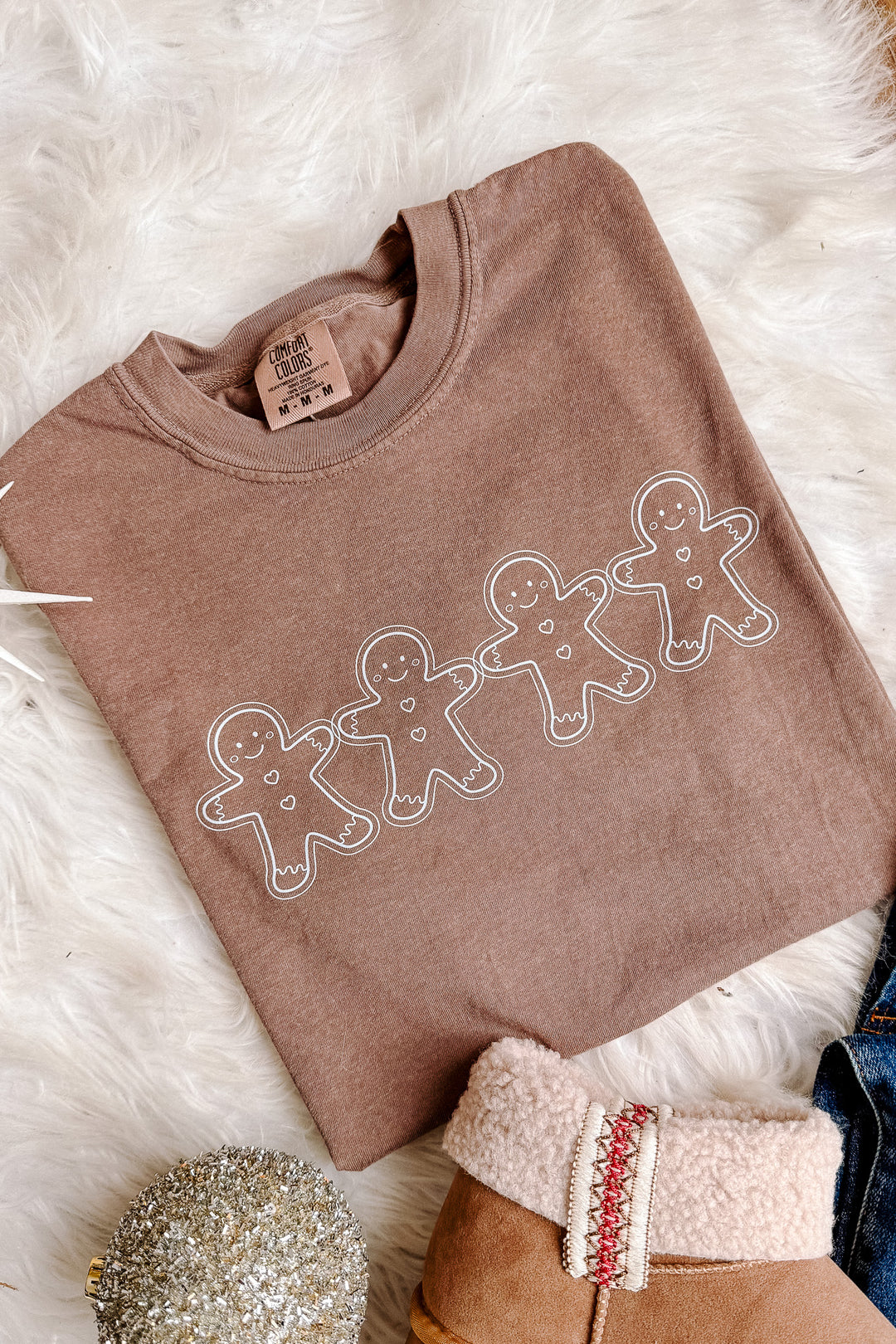 Gingerbread Outlines Graphic Tee - Espresso