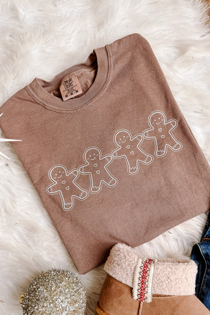 Gingerbread Outlines Graphic Tee - Espresso