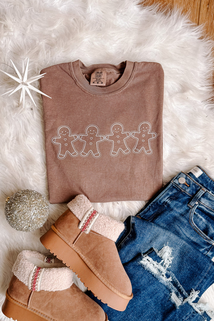 Gingerbread Outlines Graphic Tee - Espresso