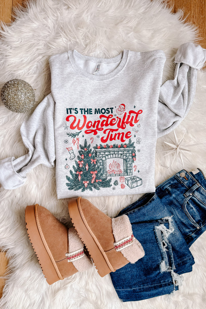 Most Wonderful Fireside Crewneck Sweatshirt - Ash Grey