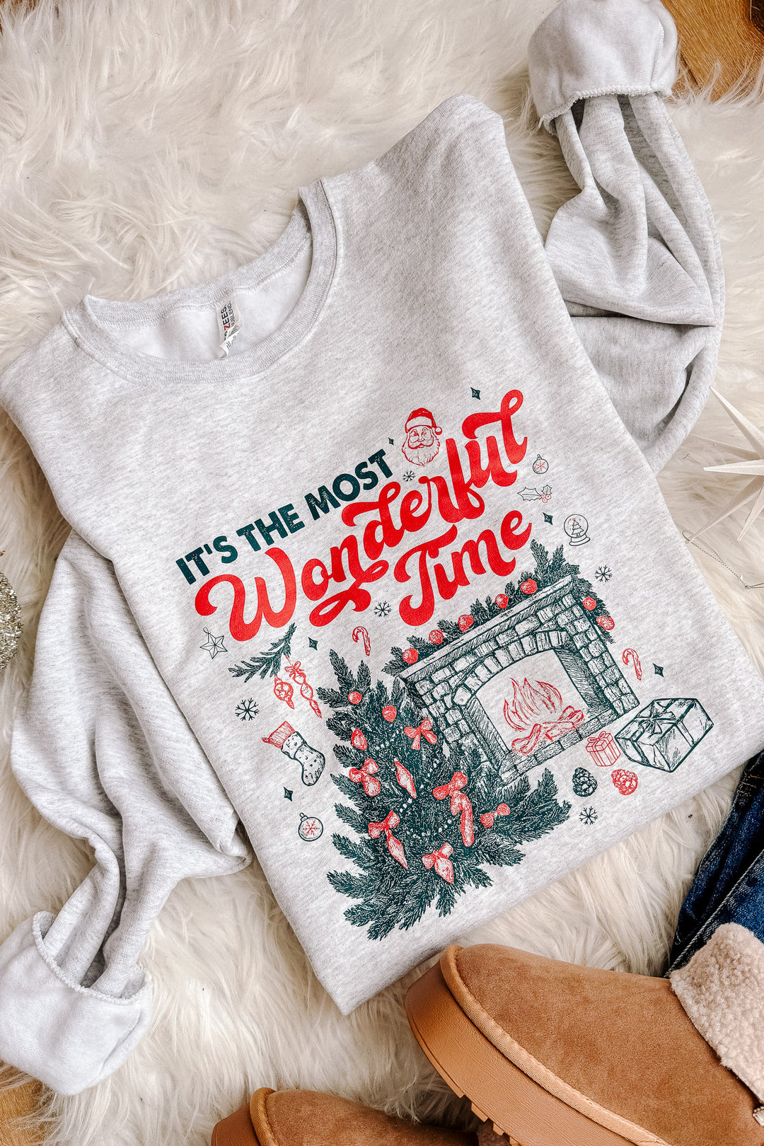 Most Wonderful Fireside Crewneck Sweatshirt - Ash Grey