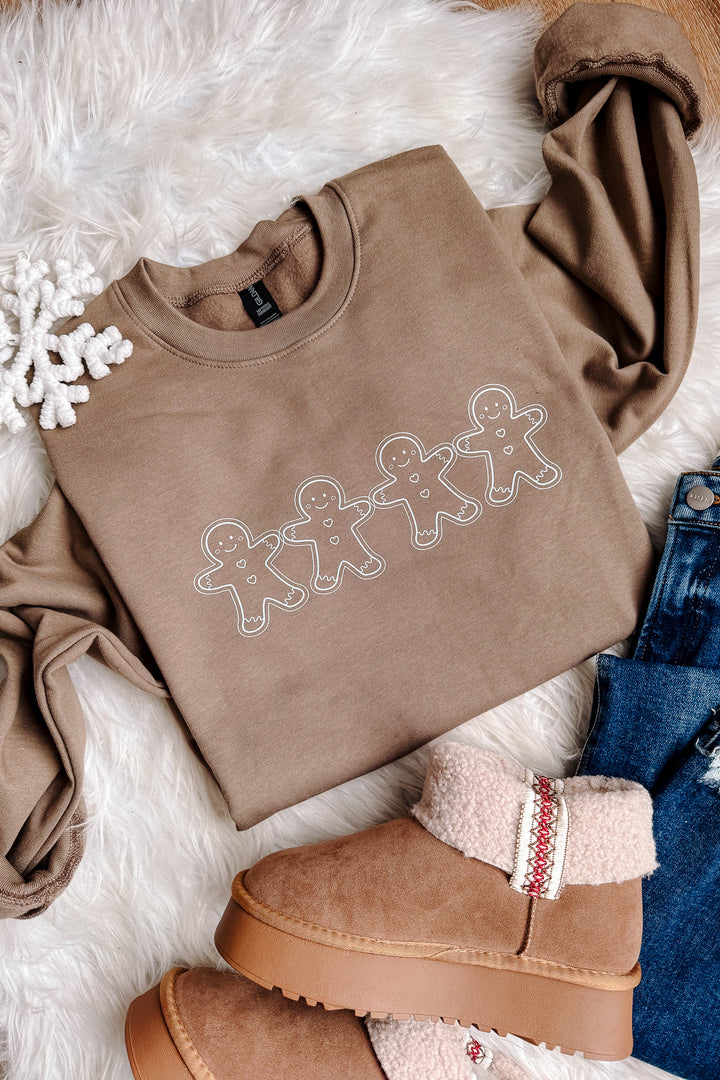 Gingerbread Outlines Crewneck Sweatshirt - Brown