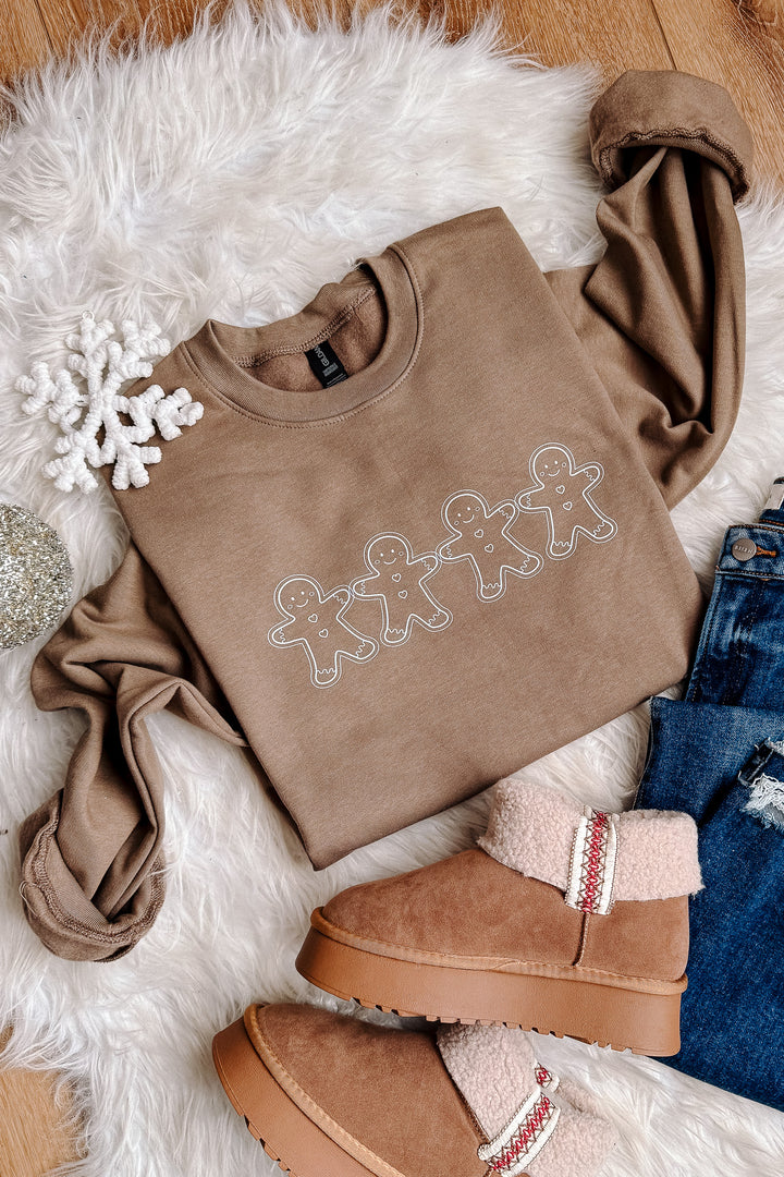 Gingerbread Outlines Crewneck Sweatshirt - Brown