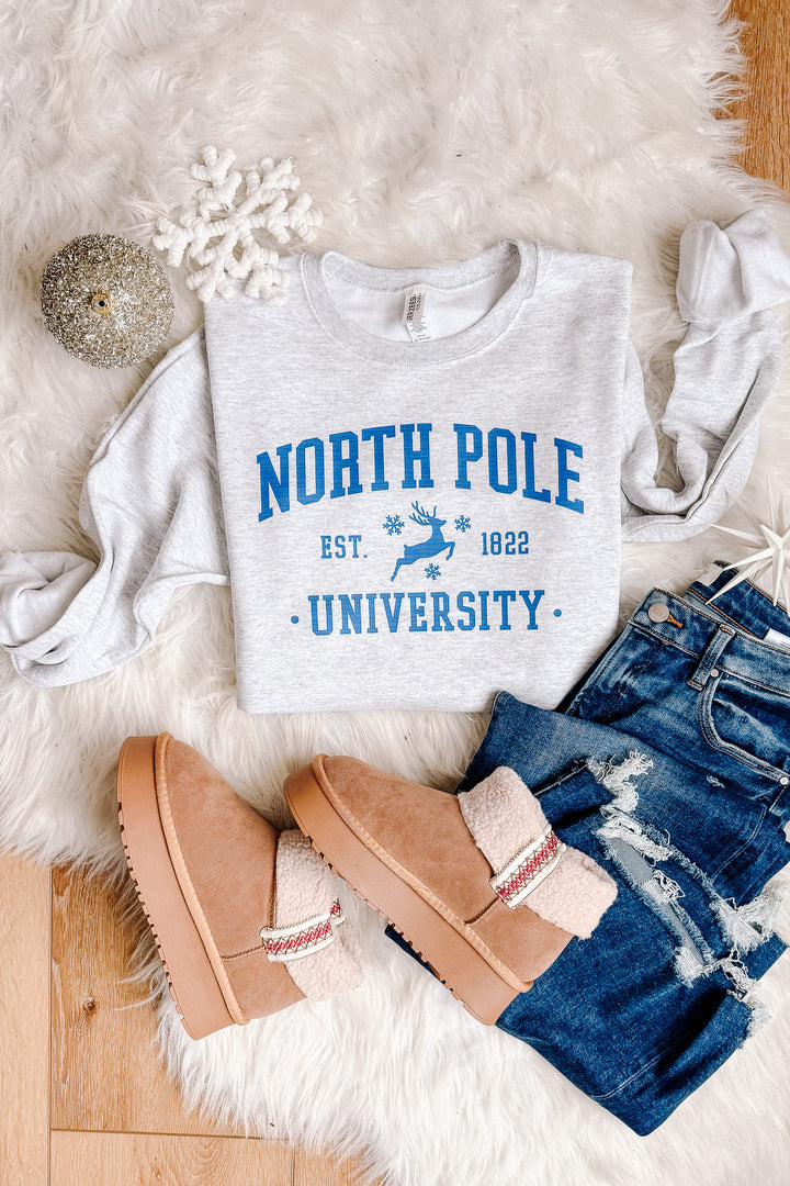 North Pole University Crewneck Sweatshirt - Ash Grey