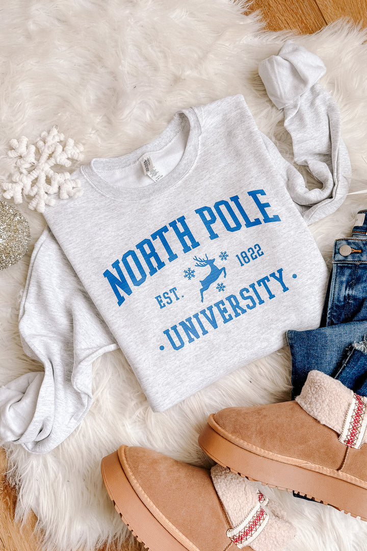 North Pole University Crewneck Sweatshirt - Ash Grey