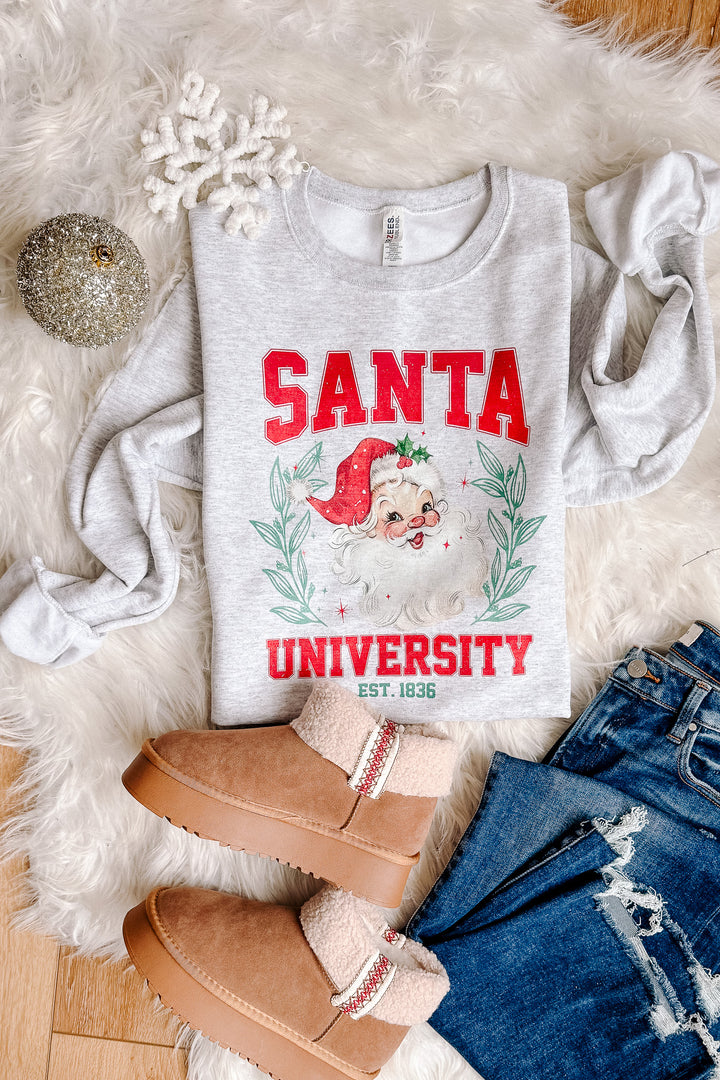 Santa University Crewneck Sweatshirt - Ash Grey