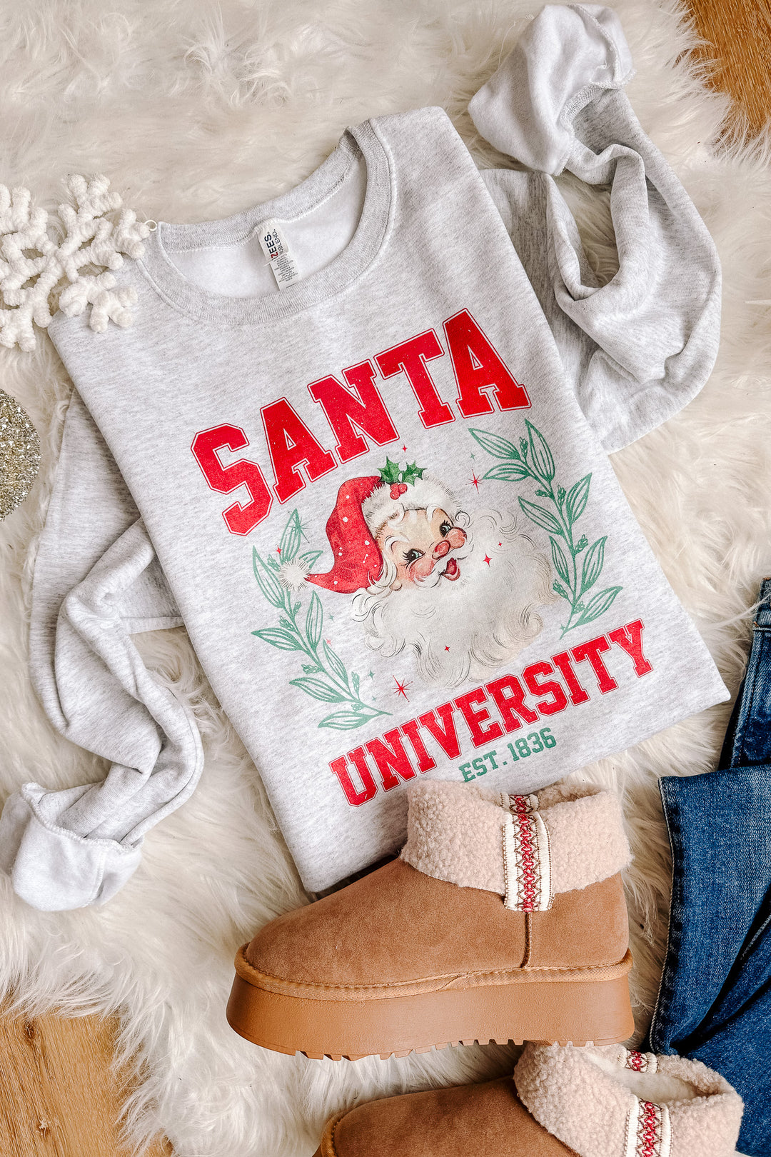Santa University Crewneck Sweatshirt - Ash Grey