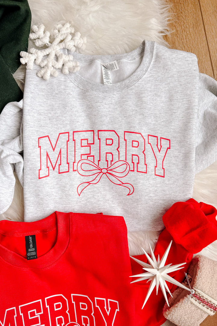 Merry Outline Bow Graphic Sweatshirt - Multiple colors