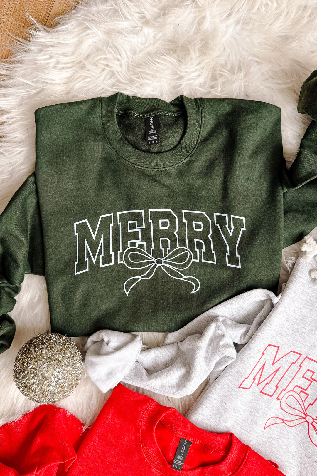 Merry Outline Bow Graphic Sweatshirt - Multiple colors