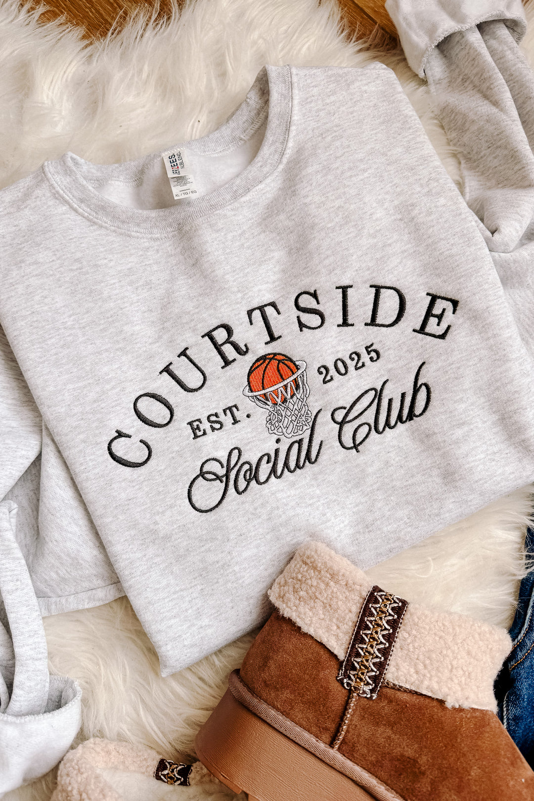 Courtside Social Club Embroidered Sweatshirt - Ash Grey