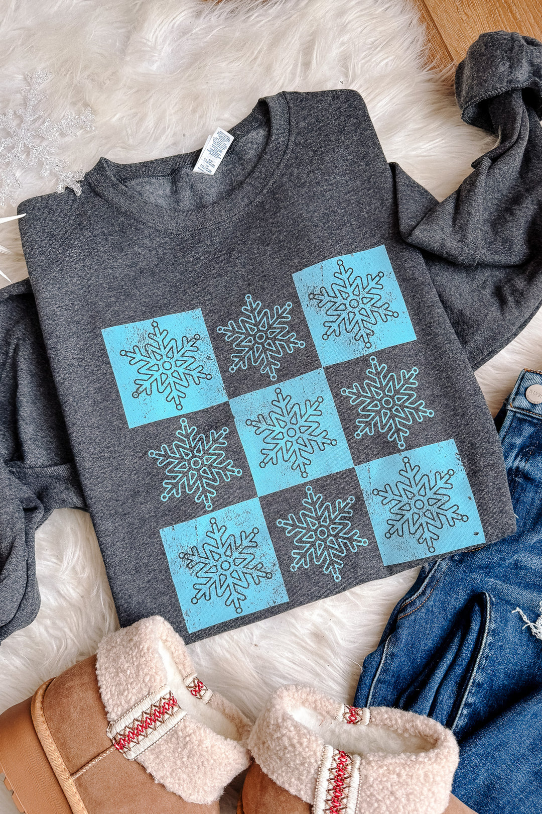Snowfall Season Crewneck Sweatshirt - Black Heather