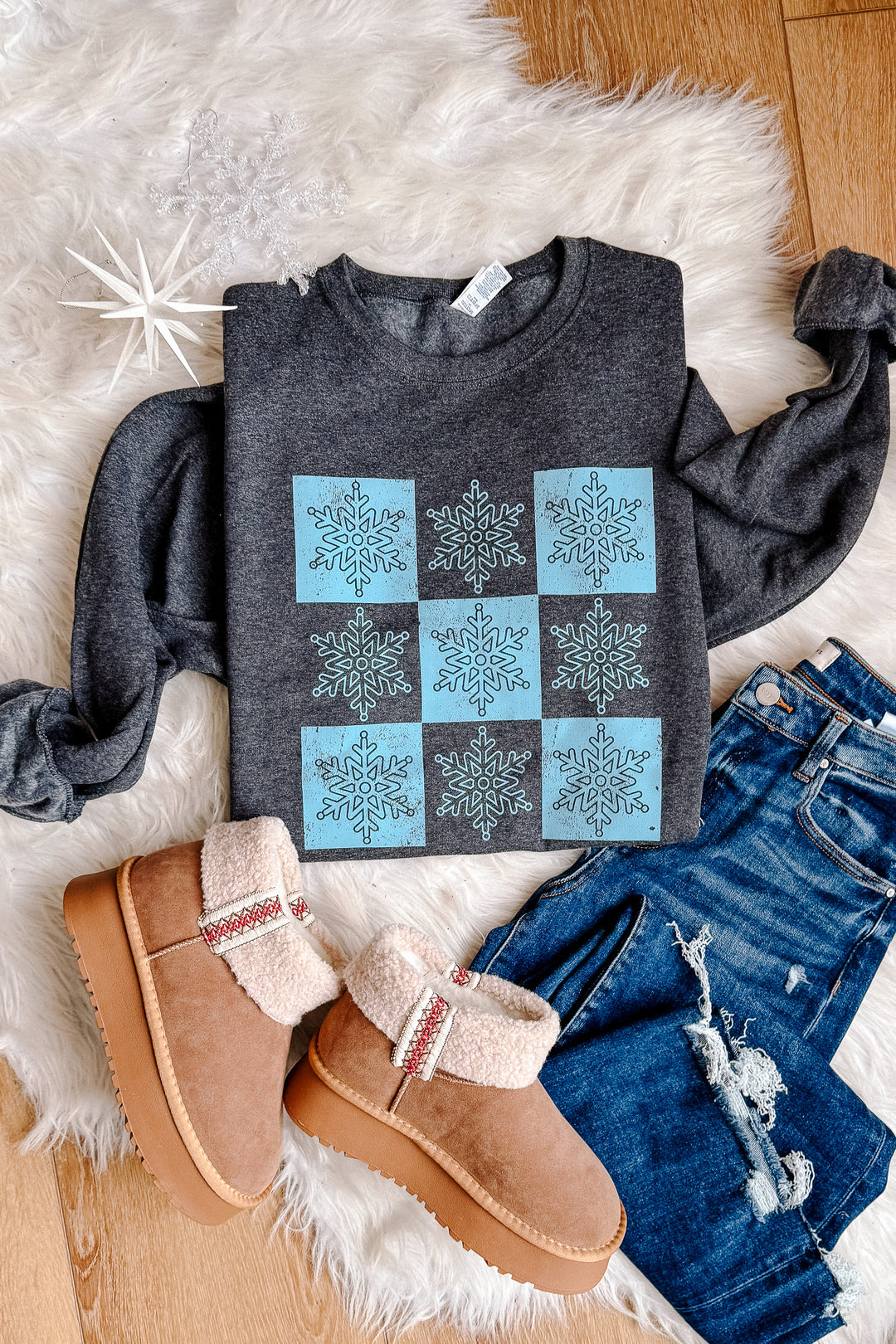 Snowfall Season Crewneck Sweatshirt - Black Heather