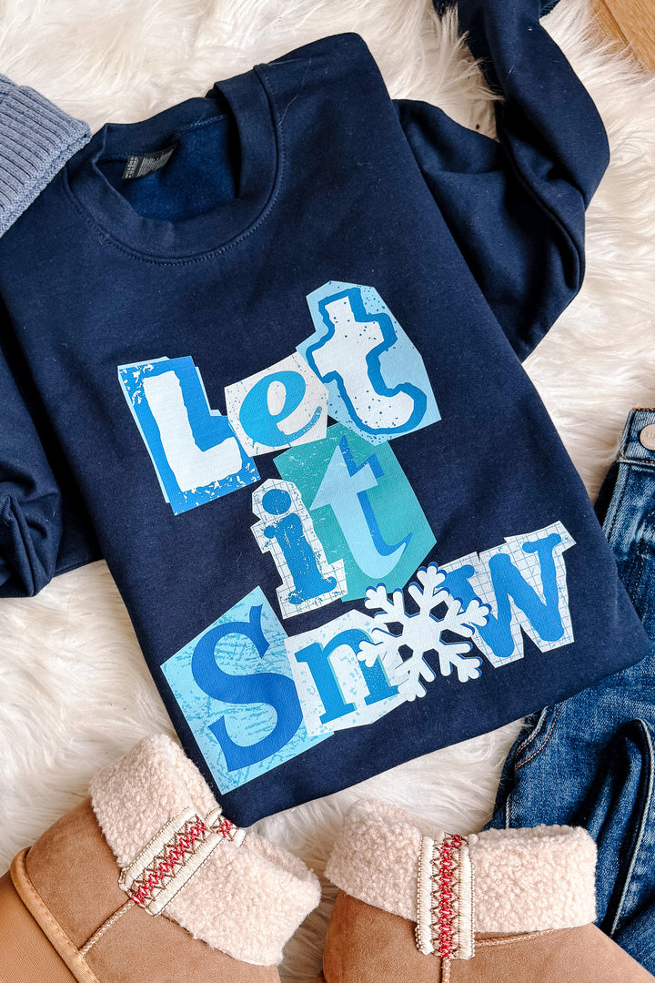 Let It Snow Graphic Sweatshirt - Navy
