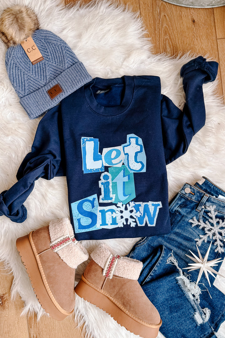 Let It Snow Graphic Sweatshirt - Navy