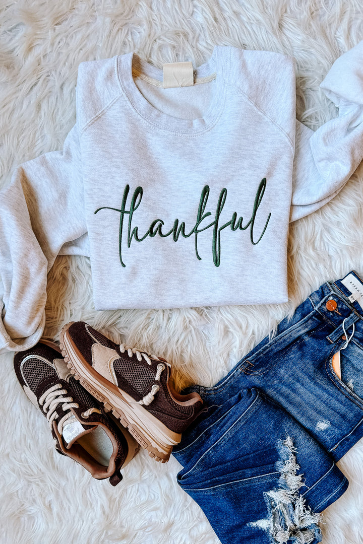 Thankful Embroidered Crewneck Sweatshirt