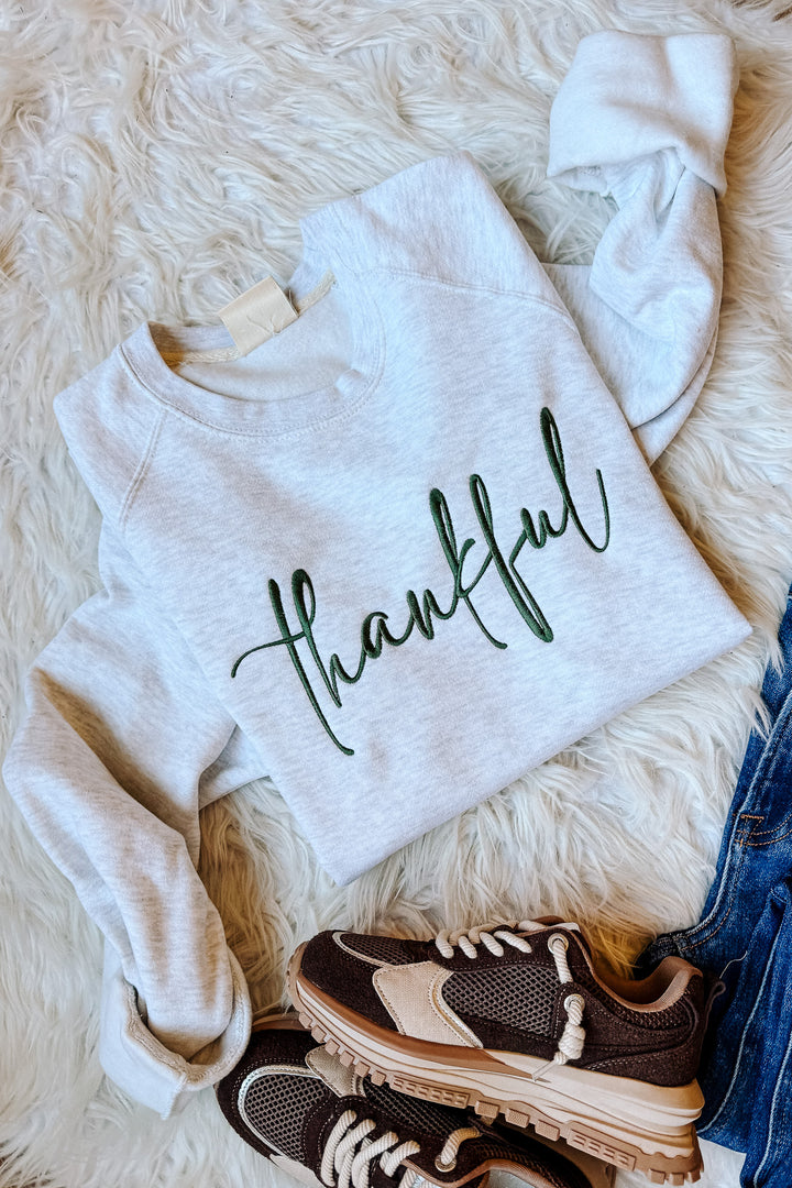 Thankful Embroidered Crewneck Sweatshirt