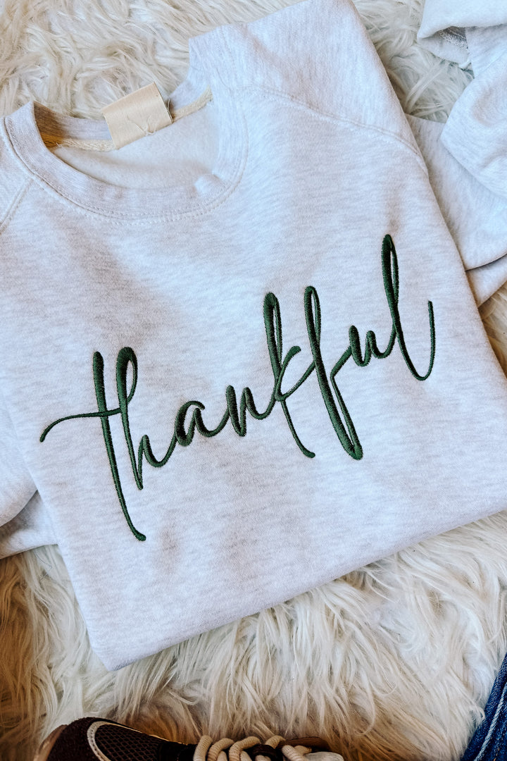 Thankful Embroidered Crewneck Sweatshirt