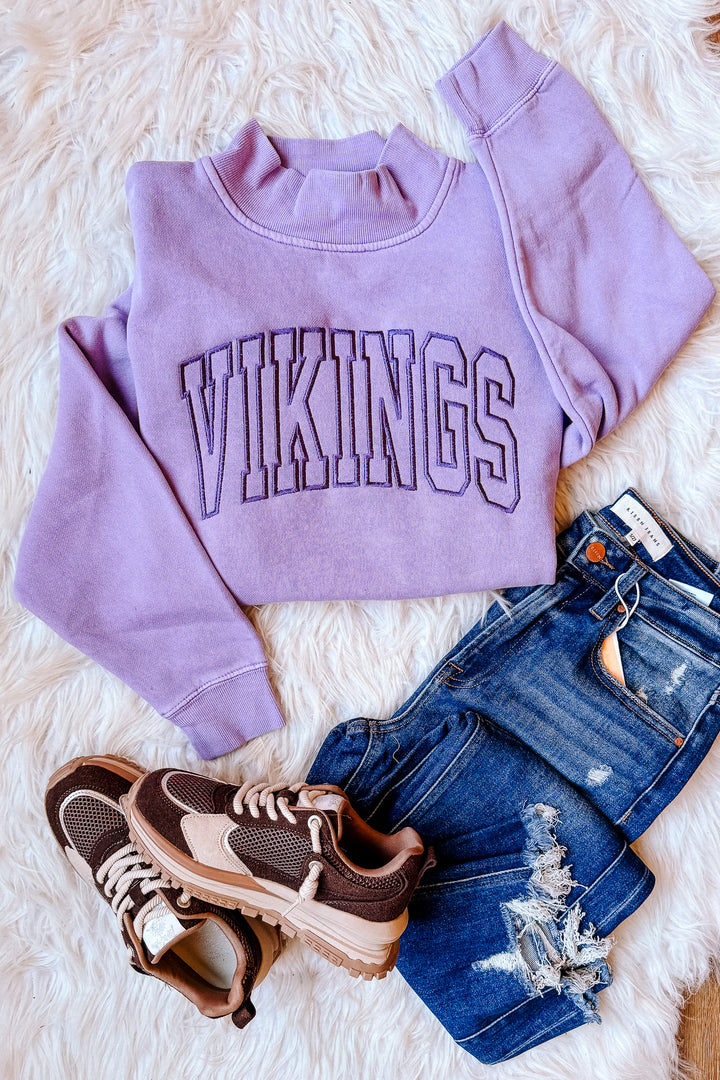 VIKINGS Embroidered Saltwash Mockneck - Orchid
