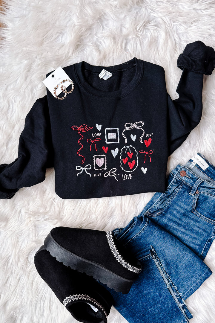 Signed, Sealed, Delivered Embroidered Sweatshirt - Black