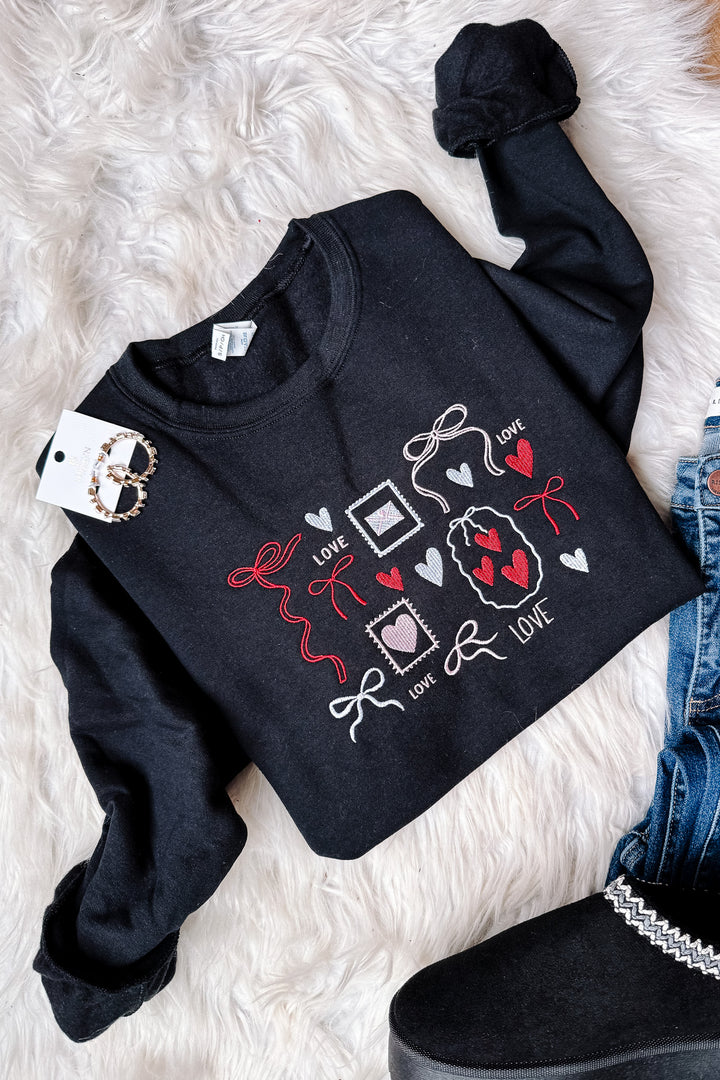 Signed, Sealed, Delivered Embroidered Sweatshirt - Black