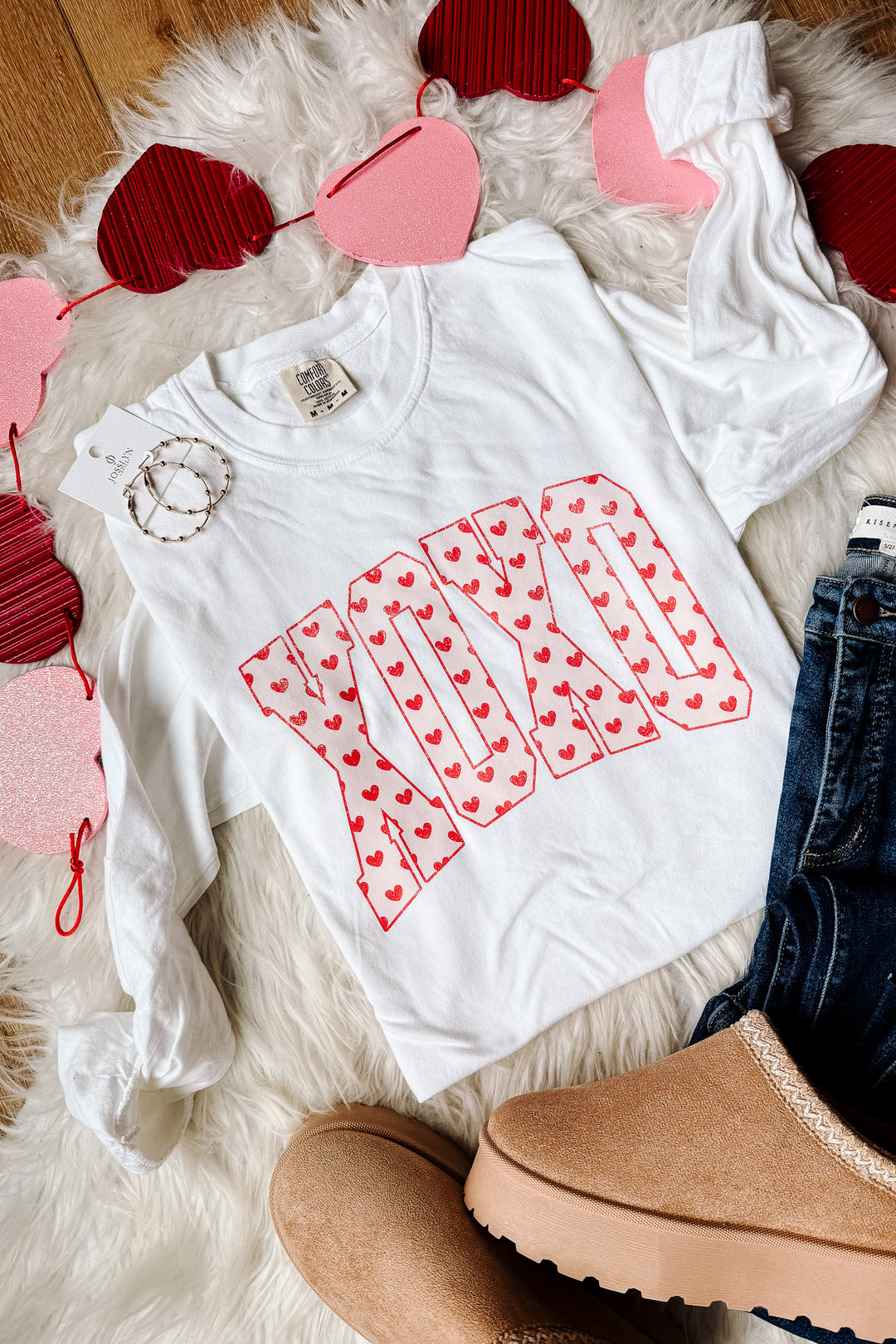 Mini Hearts XOXO Graphic Long Sleeve - White