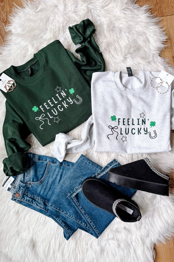 Feelin' Lucky Embroidered Sweatshirt - Multiple Styles