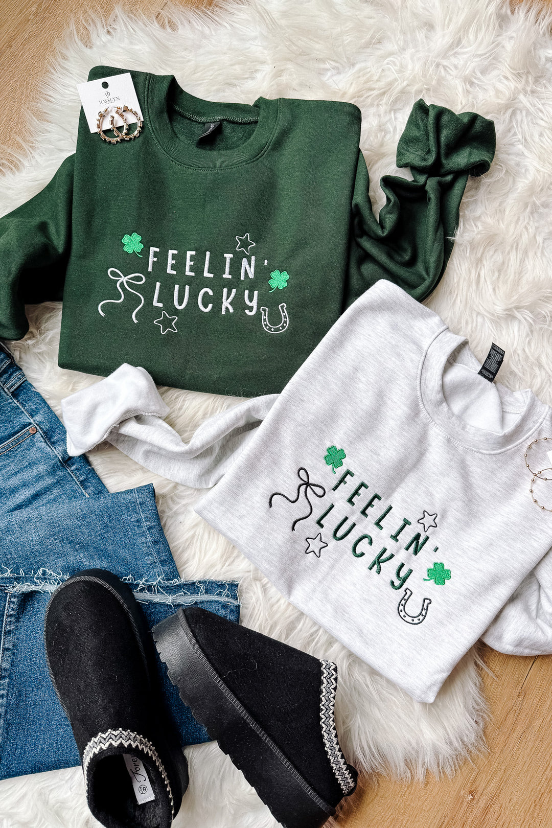 Feelin' Lucky Embroidered Sweatshirt - Multiple Styles