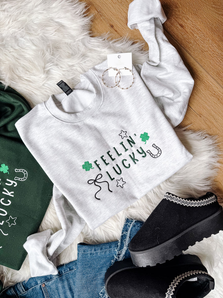 Feelin' Lucky Embroidered Sweatshirt - Multiple Styles