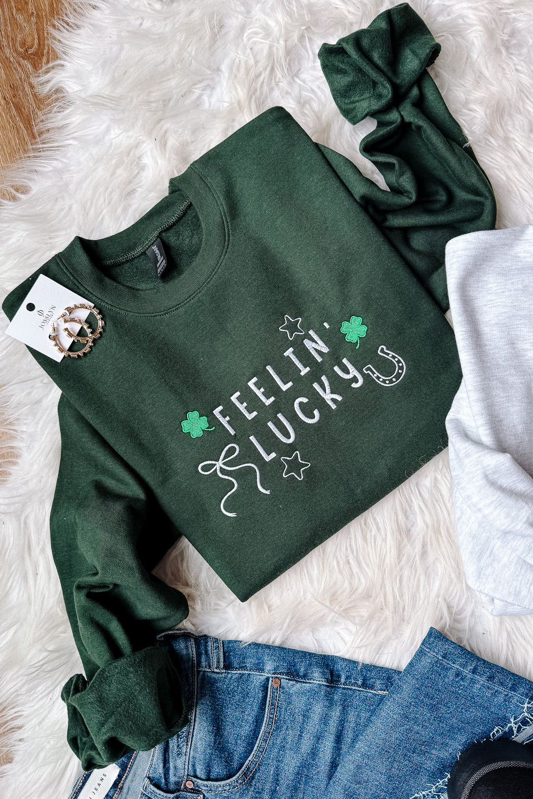 Feelin' Lucky Embroidered Sweatshirt - Multiple Styles