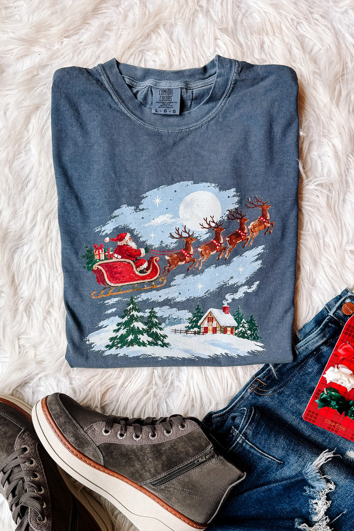 Santa Claus Is Coming To Town Graphic Tee - Denim