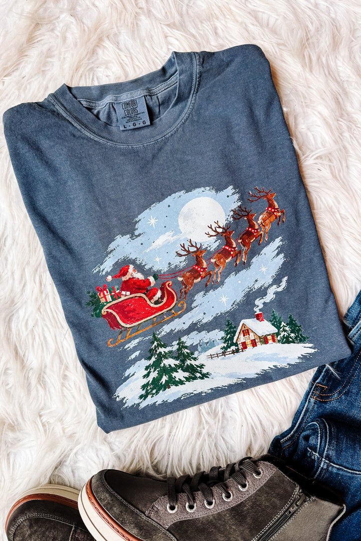 Santa Claus Is Coming To Town Graphic Tee - Denim