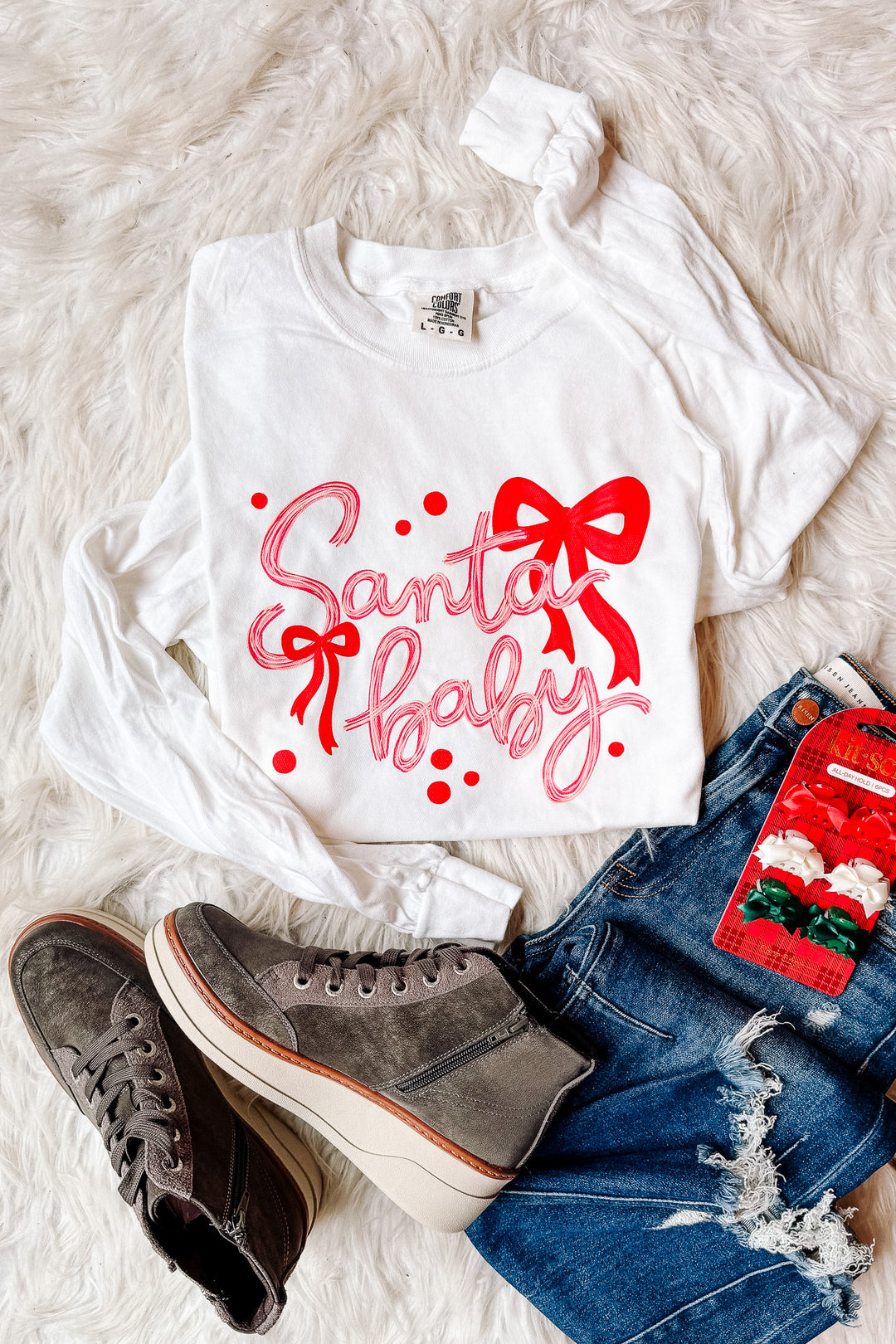Santa Baby Graphic Long Sleeve - White