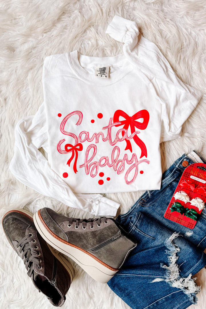 Santa Baby Graphic Long Sleeve - White