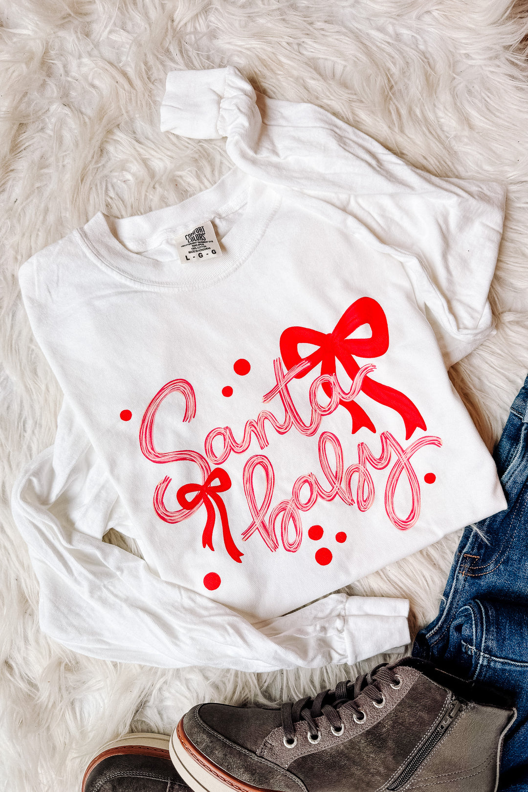 Santa Baby Graphic Long Sleeve - White