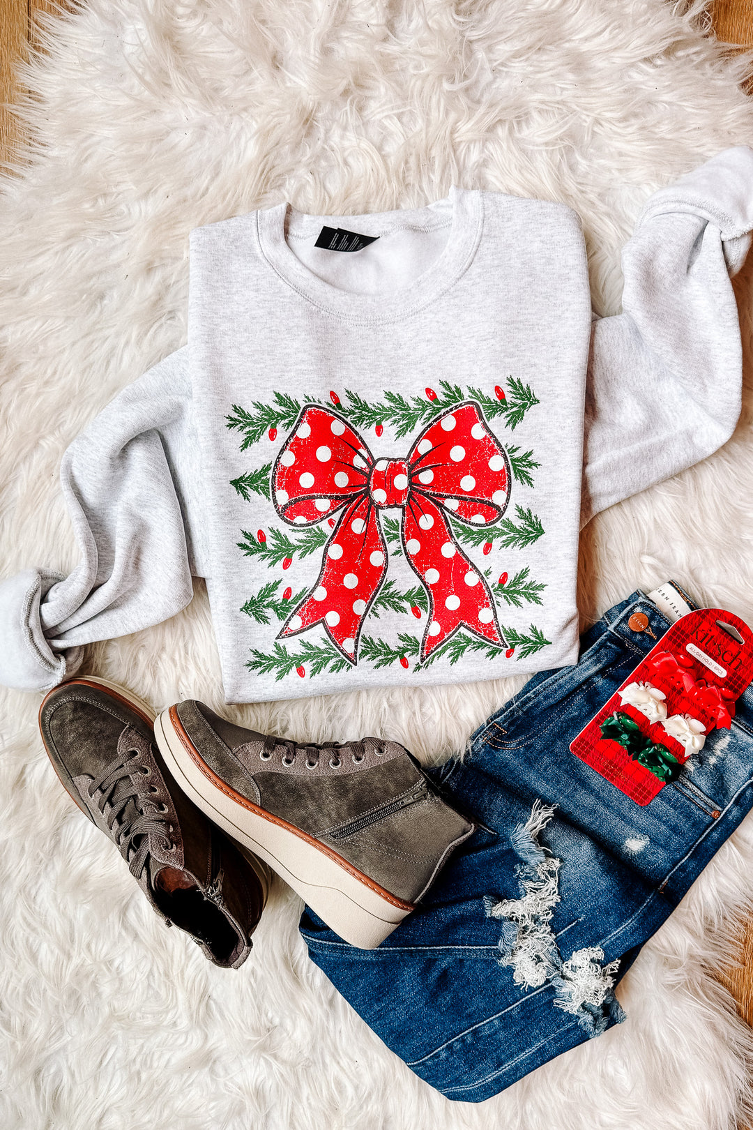 Garland Ribbon Graphic Sweatshirt - Ash Grey