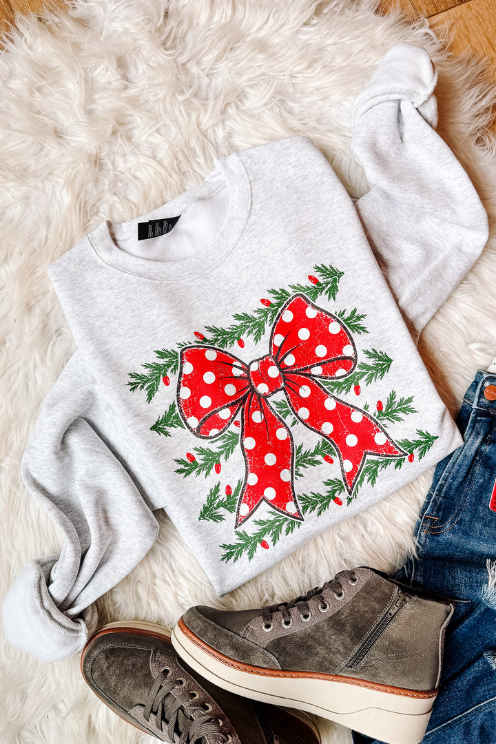 Garland Ribbon Graphic Sweatshirt - Ash Grey