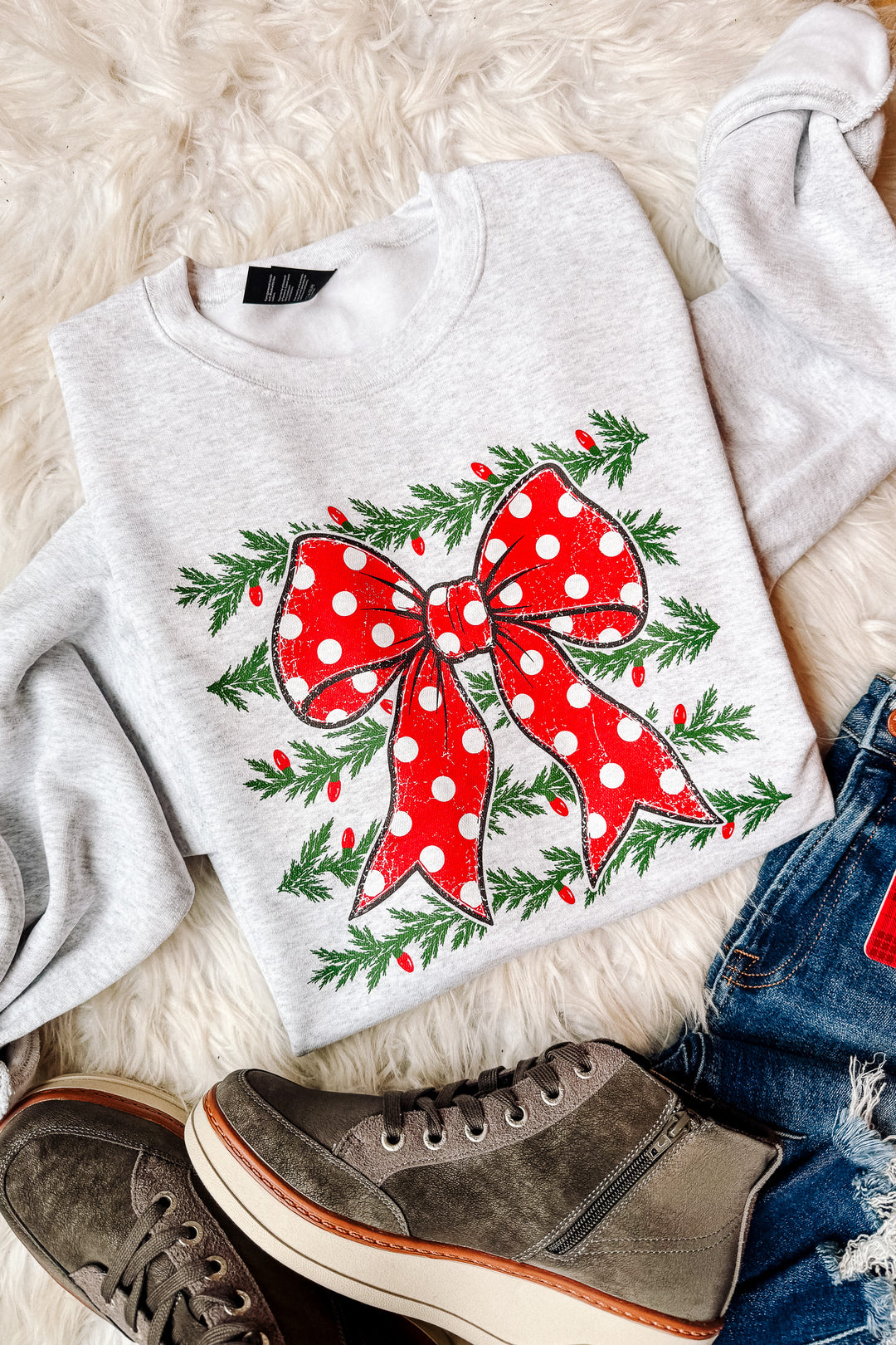 Garland Ribbon Graphic Sweatshirt - Ash Grey