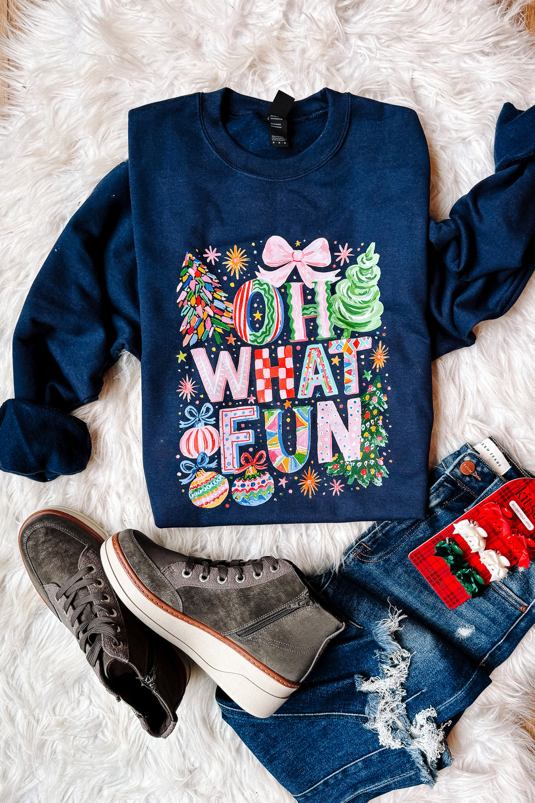 Oh What Fun Graphic Sweatshirt - Navy