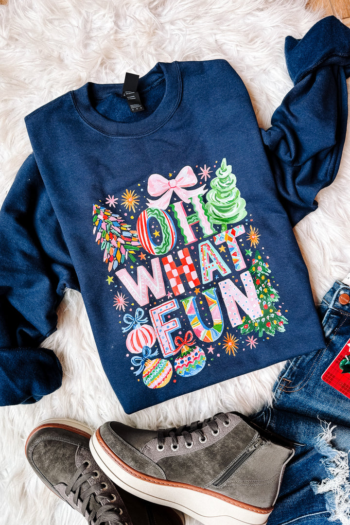 Oh What Fun Graphic Sweatshirt - Navy