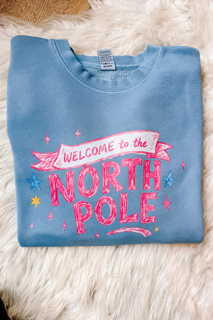 Santa's Winter Wonderland Graphic Sweatshirt - Light Blue