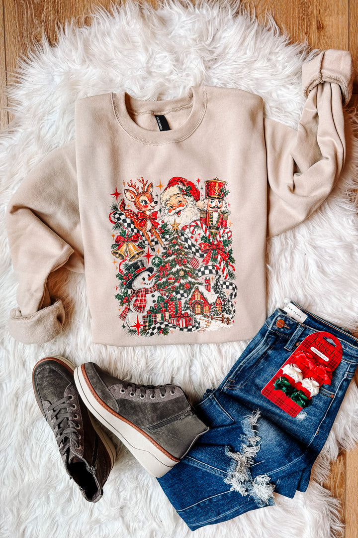 Home for the Holidays Graphic Sweatshirt - Light Sand