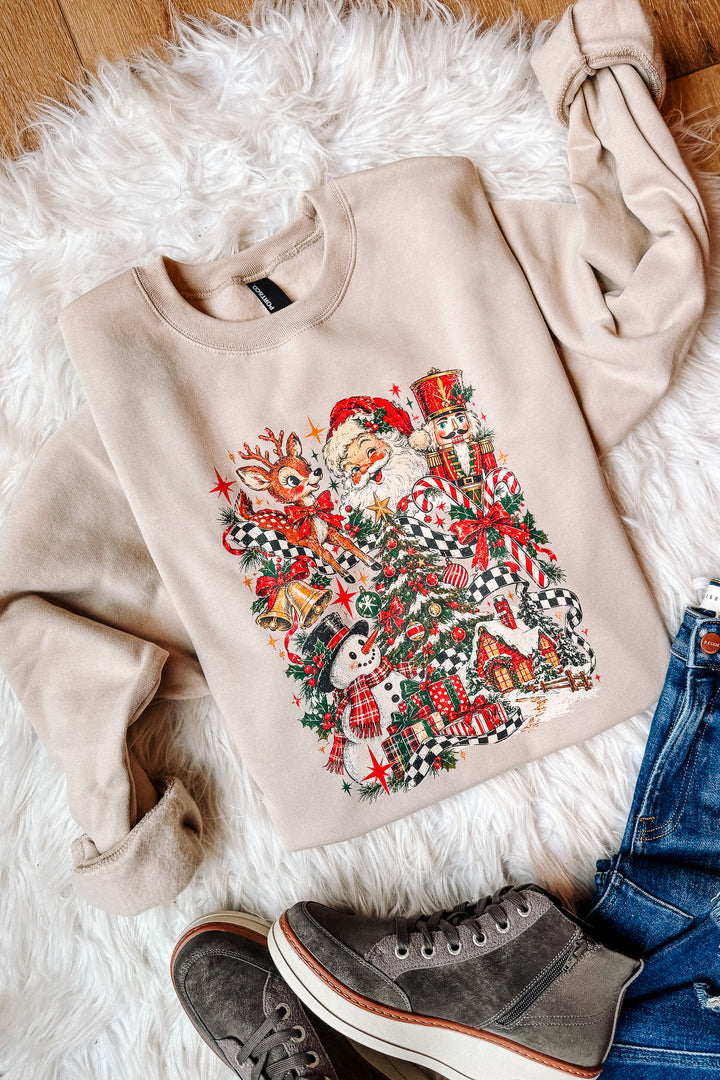 Home for the Holidays Graphic Sweatshirt - Light Sand